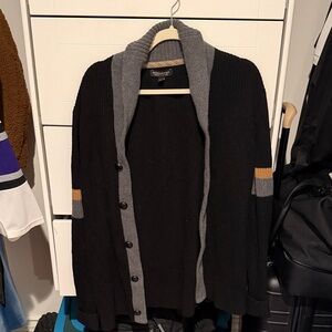 Black and Gray Men's Cardigan with Button Closure